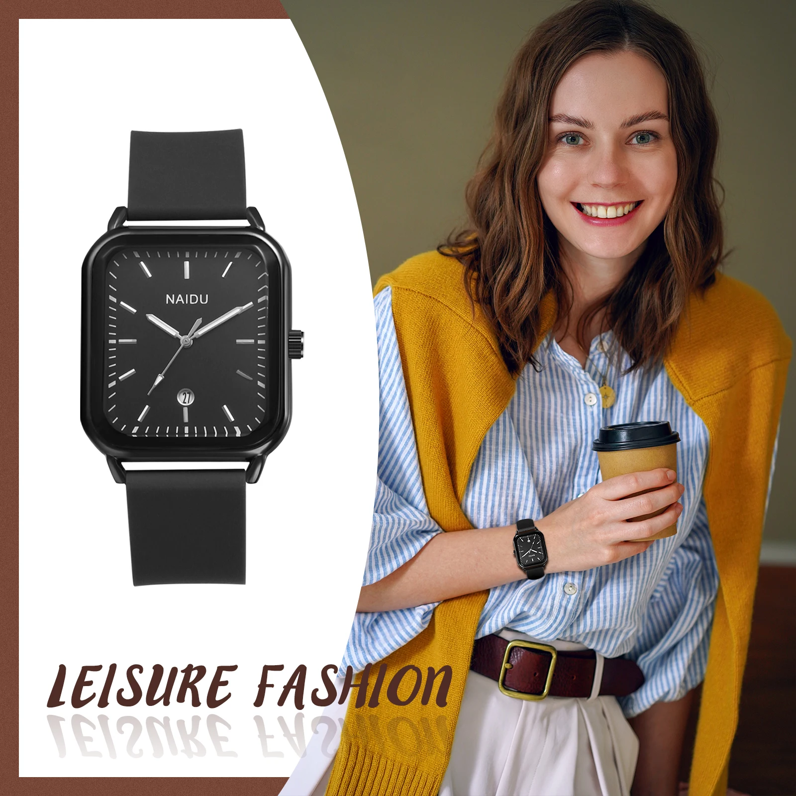 LANCARDO Silicone Sports Watch Men's and Women's Fashion Casual Analog Quartz Rectangular Watch Anniversary Gift