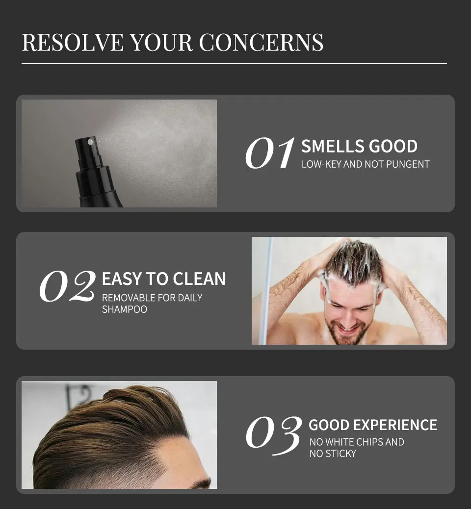 3pcs Hair Fibers Set Keratin Hair Building Styling Powder Hair Loss Instant Regrowth Thickening Powders Hairline Beard Filling