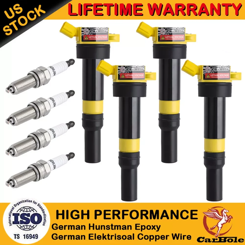 Carbole Ignition Coil Pack & Iridium Spark Plug for Hyundai Elantra Tucson Kia Soul 2.0L