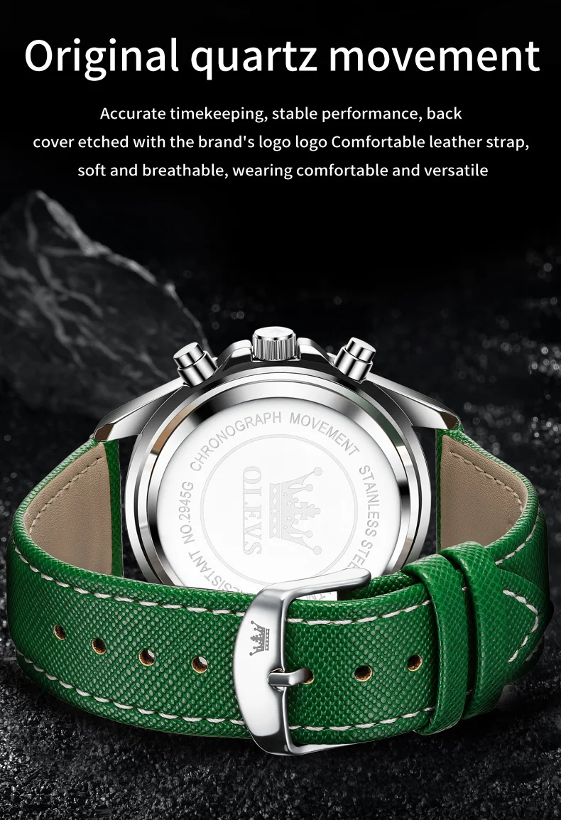 OLEVS 2945 Original Watch for Men Chronograph Waterproof Moon Phase Auto Date Male Hand Clock 2024 NEW Wristwatch Man