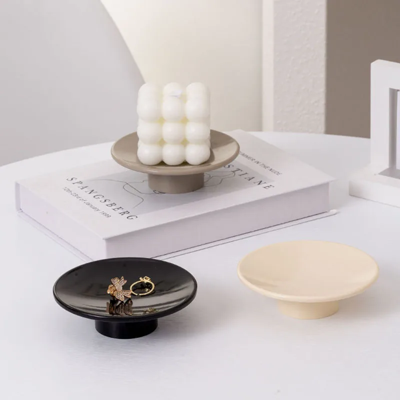 Nordic Plastic Round Storage Tray Tea Food Dishes Drink Platter Jewelry Sundries Decorative Tray Desktop Home Decor