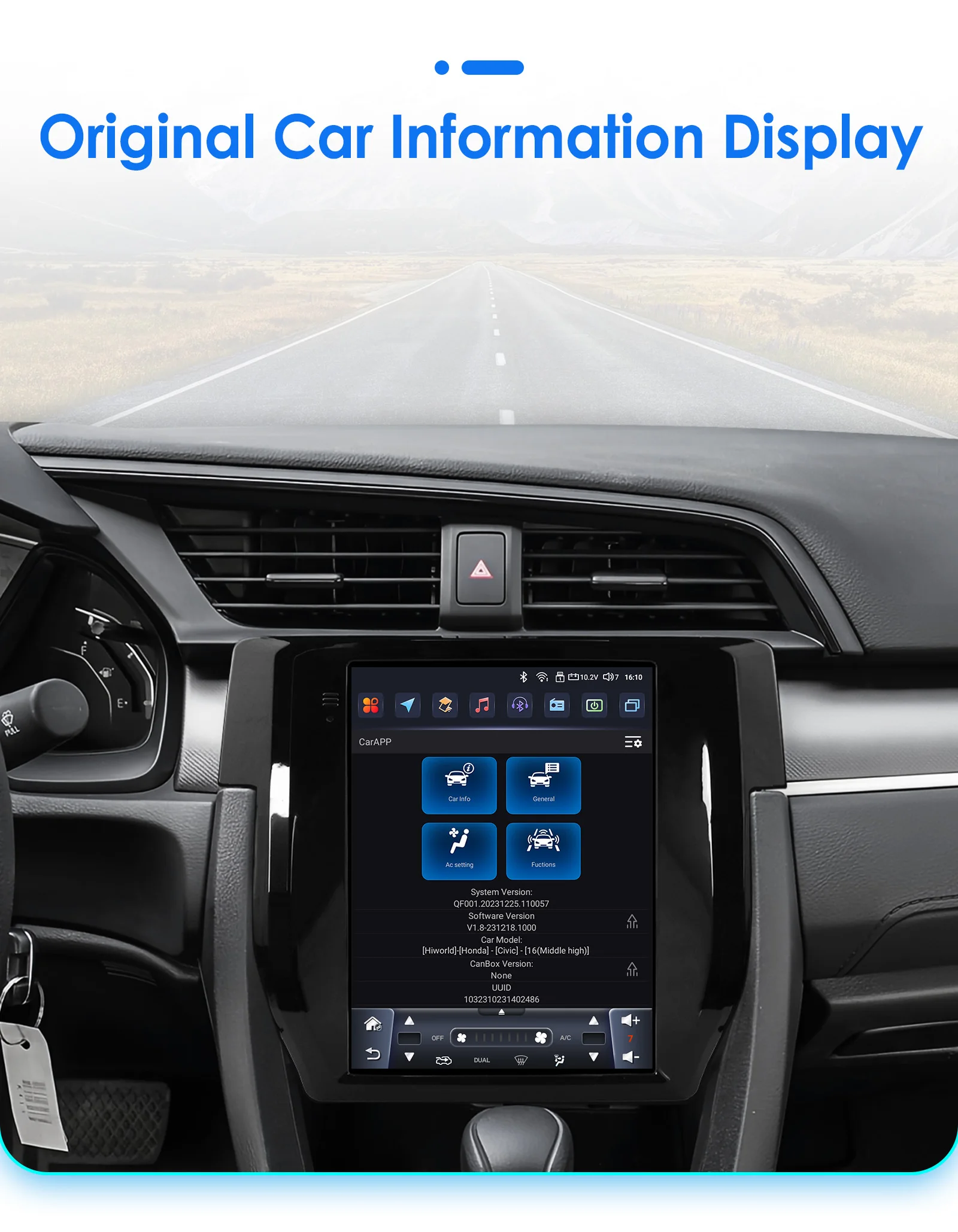 Hizpo 9.7" Car Stereo Radio for Honda Civic 2015 - 2020 Multimedia Player Navigation GPS 2 Din 4G Audio Tesla Style Carplay DSP
