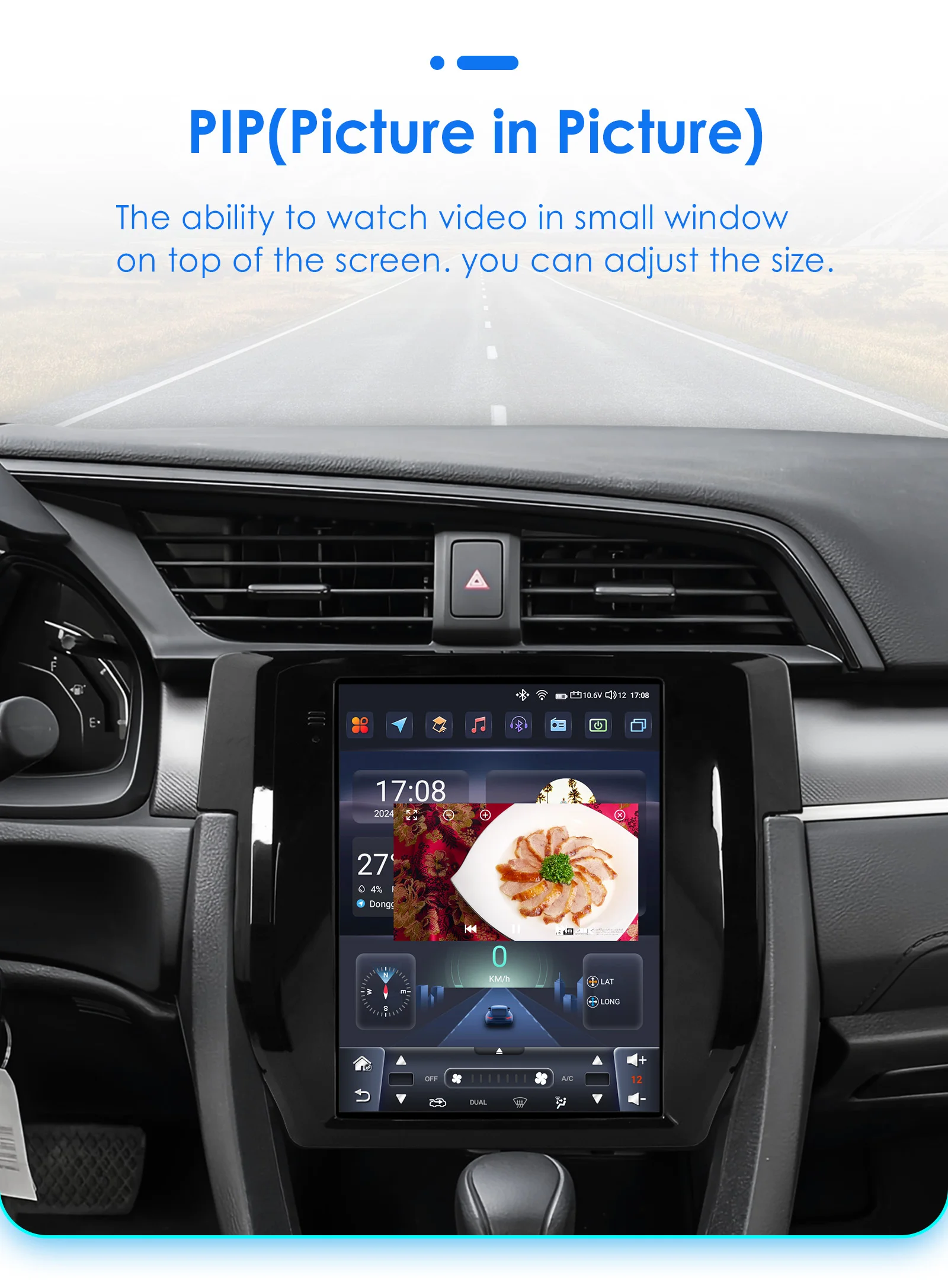 Hizpo 9.7" Car Stereo Radio for Honda Civic 2015 - 2020 Multimedia Player Navigation GPS 2 Din 4G Audio Tesla Style Carplay DSP