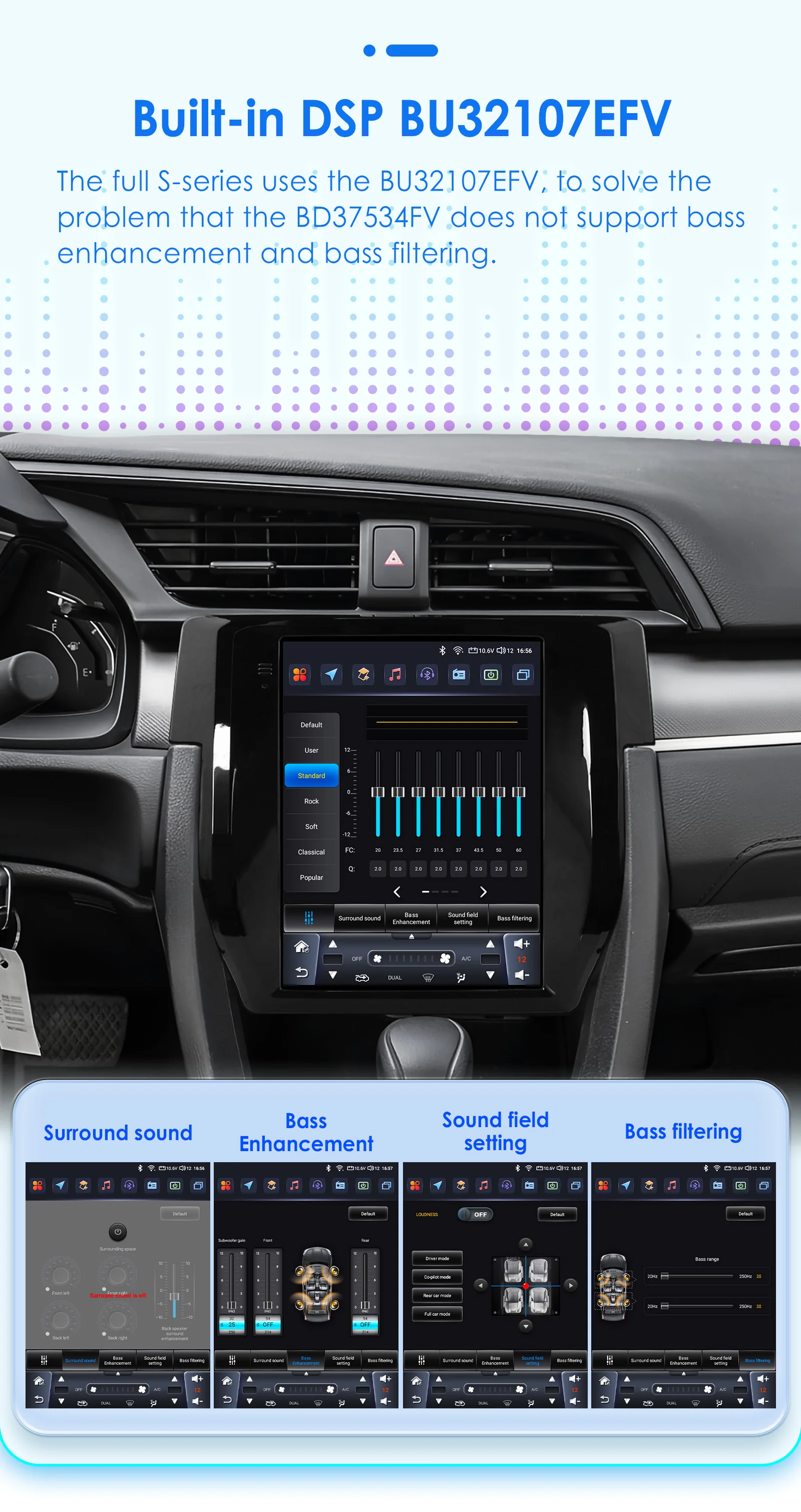 Hizpo 9.7" Car Stereo Radio for Honda Civic 2015 - 2020 Multimedia Player Navigation GPS 2 Din 4G Audio Tesla Style Carplay DSP