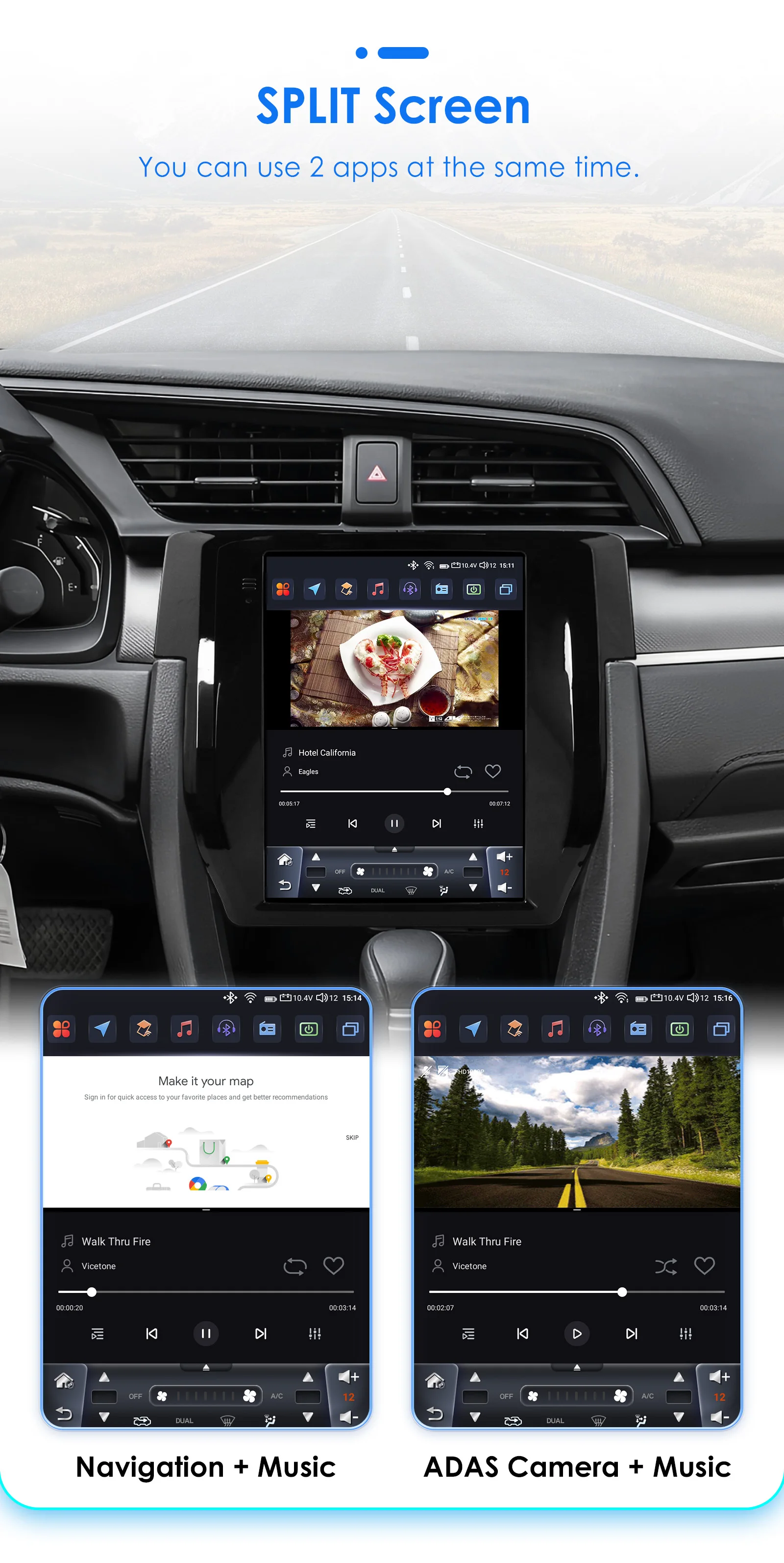 Hizpo 9.7" Car Stereo Radio for Honda Civic 2015 - 2020 Multimedia Player Navigation GPS 2 Din 4G Audio Tesla Style Carplay DSP
