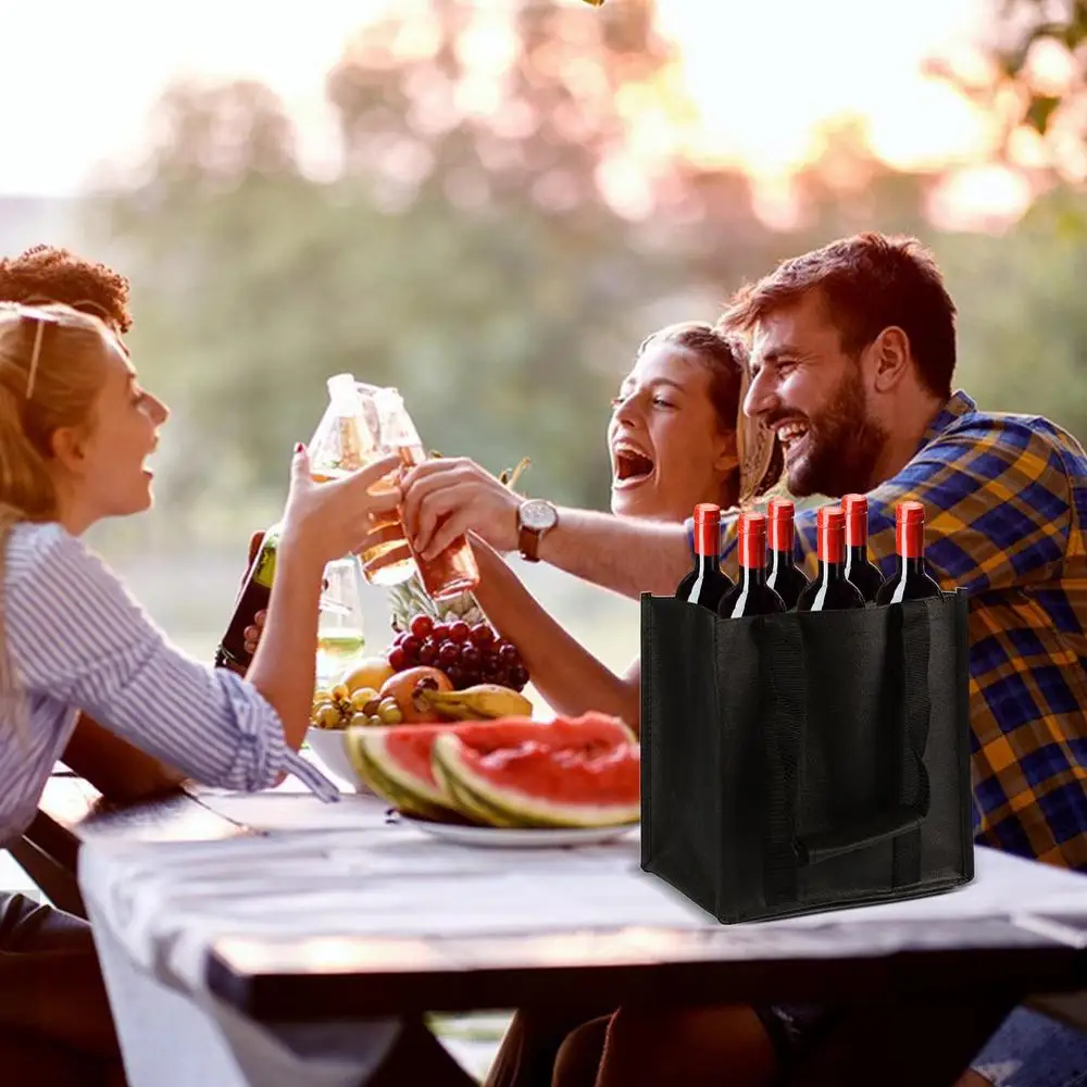 Liquor Carrier Bag Reusable Wine Carrier Bag For Travel Secure Wine Bags Travel Wine Bottle Holder Convenient For Outdoor