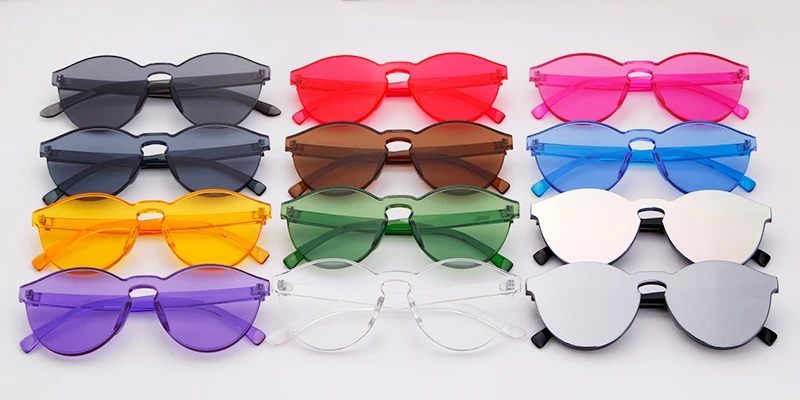 SORVINO Candy Color Sunglasses Round Rimless Sunglasses for Women Trendy Transparent Eyewear Vintage Red Purple Blue Green Glass