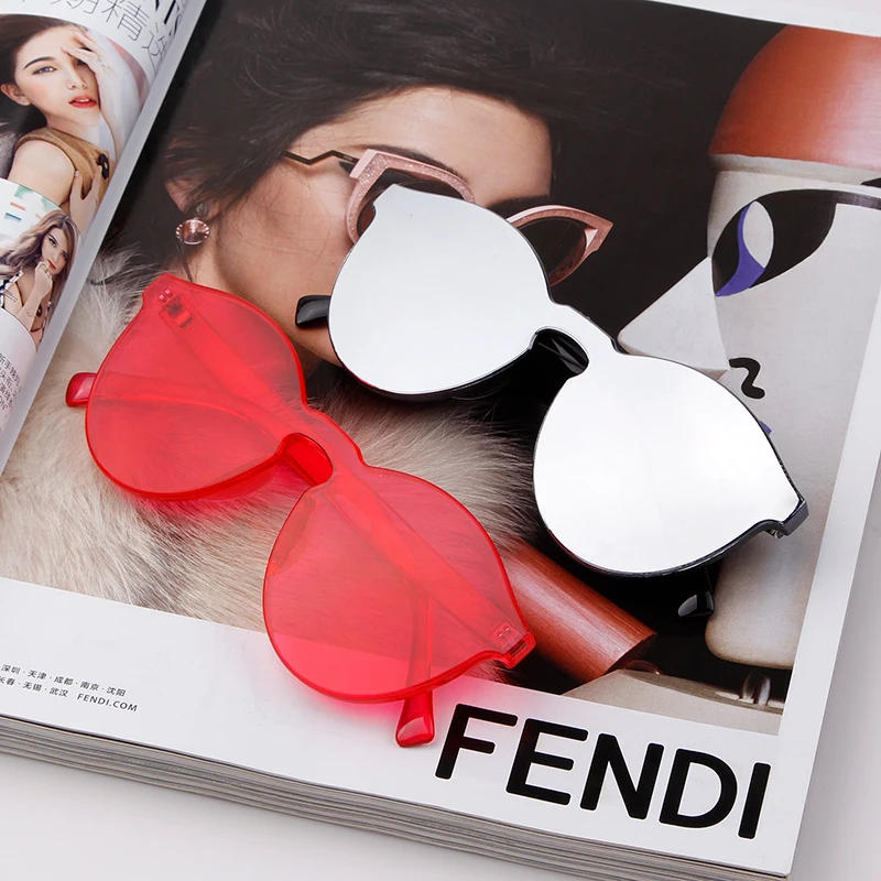 SORVINO Candy Color Sunglasses Round Rimless Sunglasses for Women Trendy Transparent Eyewear Vintage Red Purple Blue Green Glass