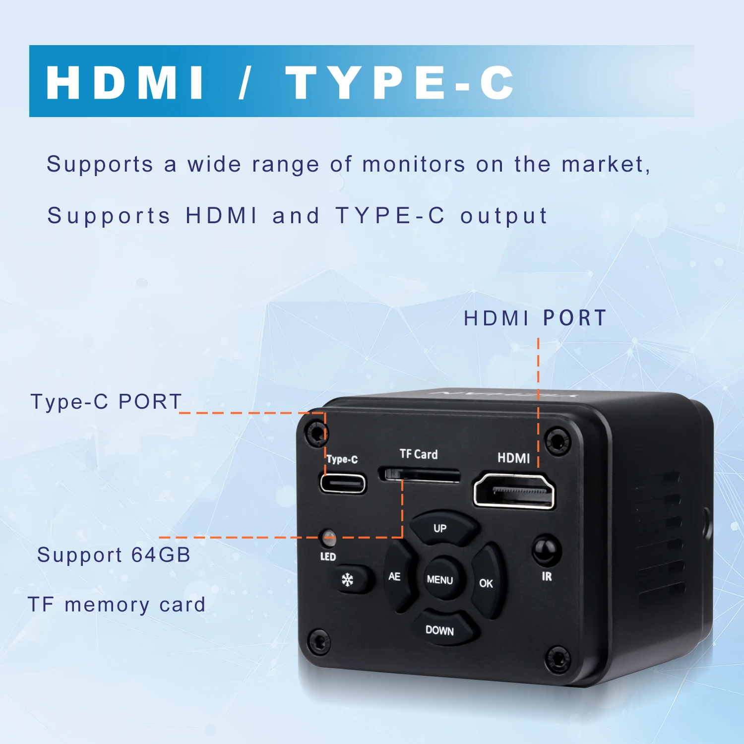 48MP 1080P Articulated Arm Microscope 4K 2K HDMI/USB/VGA/Type-C Digital Microscope Camera 1-150X Lens 5-100cm Work For Soldering