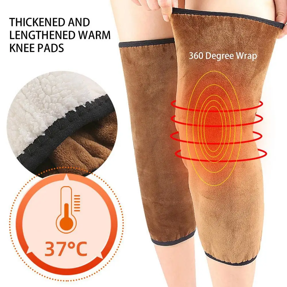 Women Men Winter Knee Warmers Fleece Lined Knee Sleeve Soft Knee Pads Cashmere Thickened Wool Knee Pads For Joint