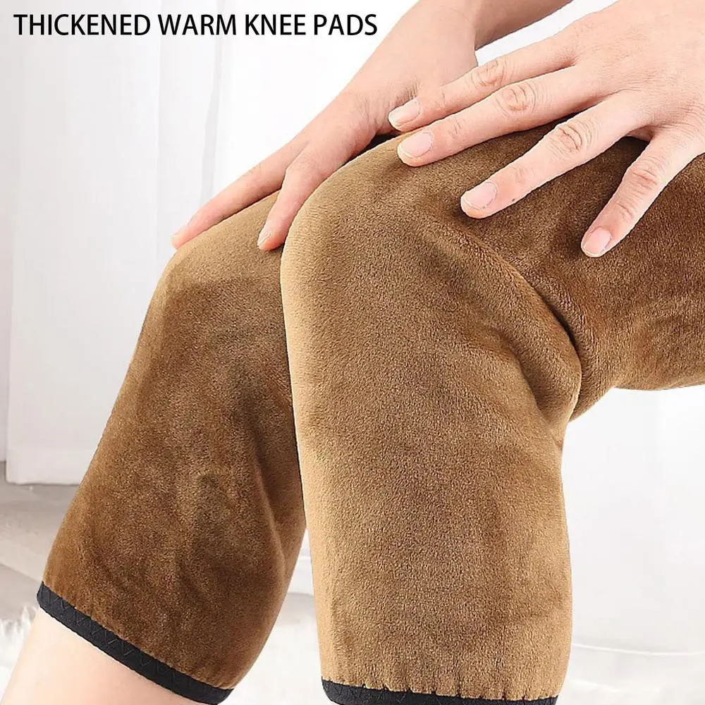 Women Men Winter Knee Warmers Fleece Lined Knee Sleeve Soft Knee Pads Cashmere Thickened Wool Knee Pads For Joint