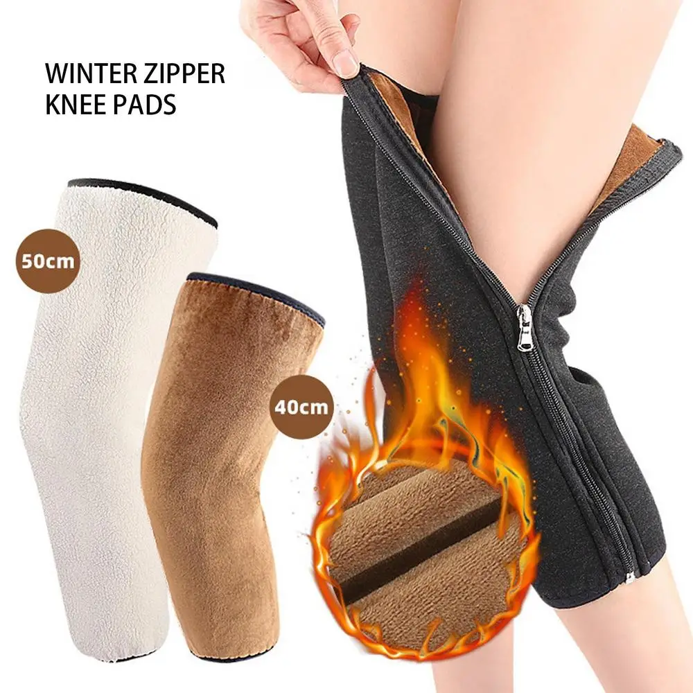 Women Men Winter Knee Warmers Fleece Lined Knee Sleeve Soft Knee Pads Cashmere Thickened Wool Knee Pads For Joint