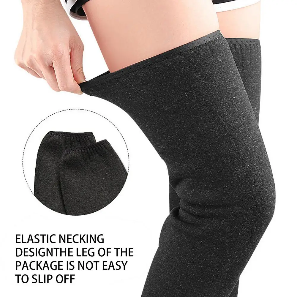 Women Men Winter Knee Warmers Fleece Lined Knee Sleeve Soft Knee Pads Cashmere Thickened Wool Knee Pads For Joint
