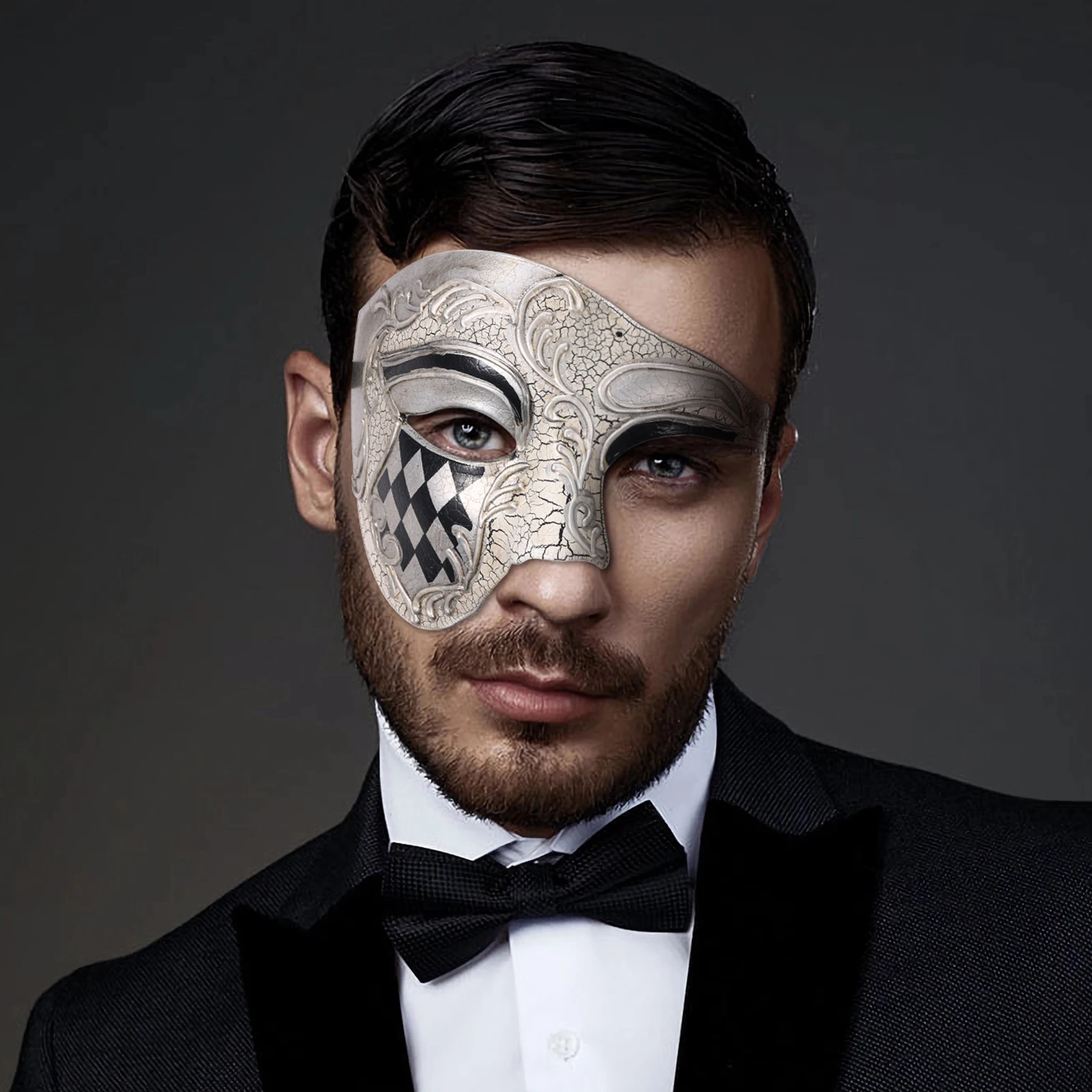 Men's masquerade mask Halloween masquerade Mask Vintage Venice, Italy Male Phantom of the Opera half face holiday party dress up