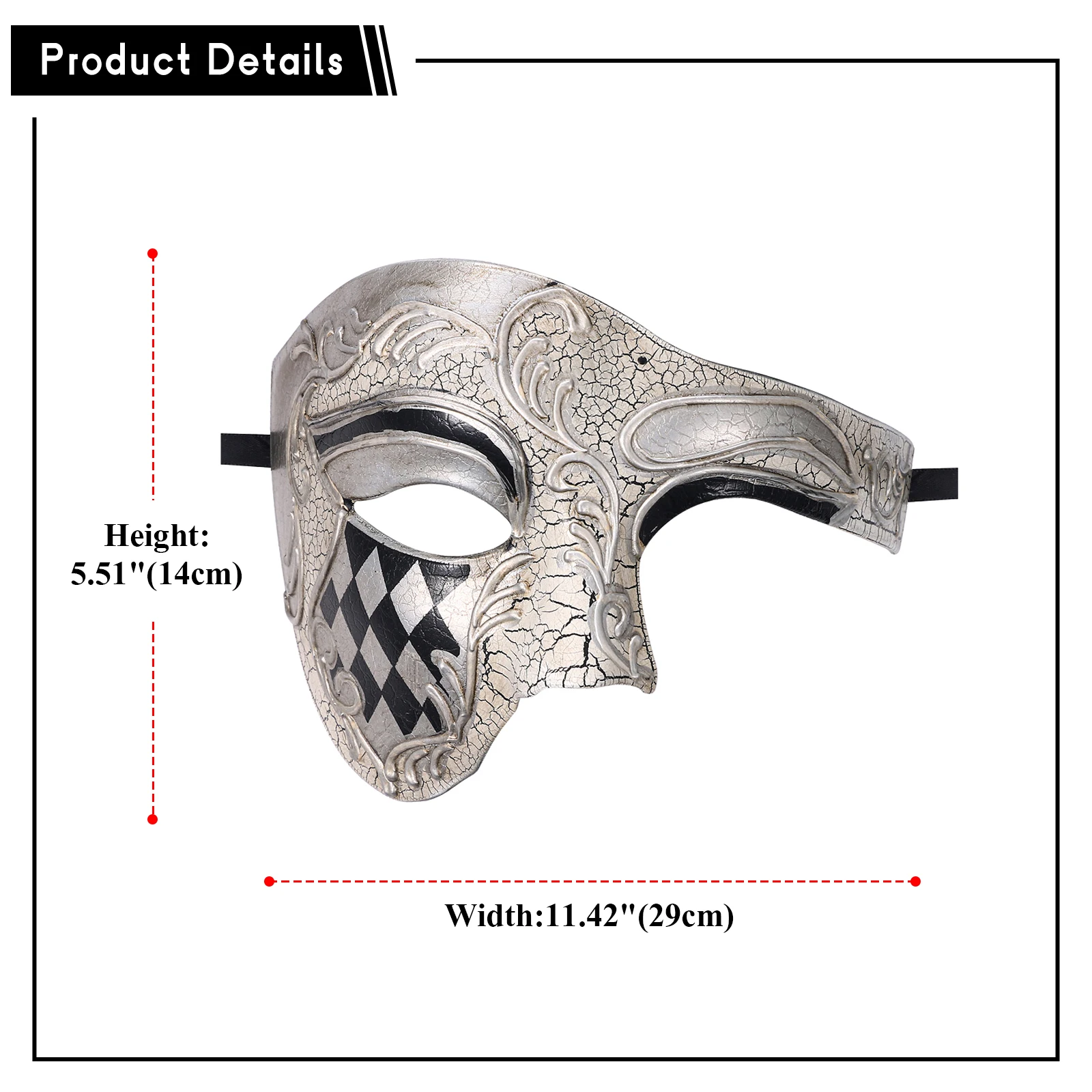 Men's masquerade mask Halloween masquerade Mask Vintage Venice, Italy Male Phantom of the Opera half face holiday party dress up