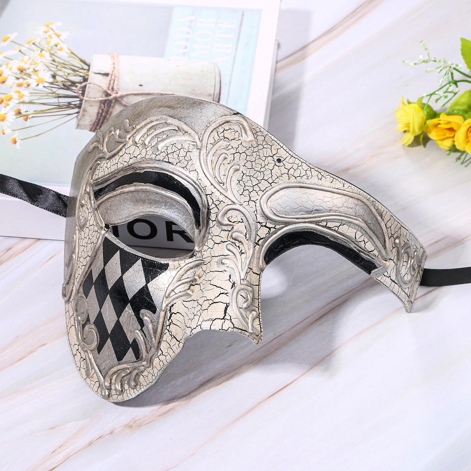 Men's masquerade mask Halloween masquerade Mask Vintage Venice, Italy Male Phantom of the Opera half face holiday party dress up