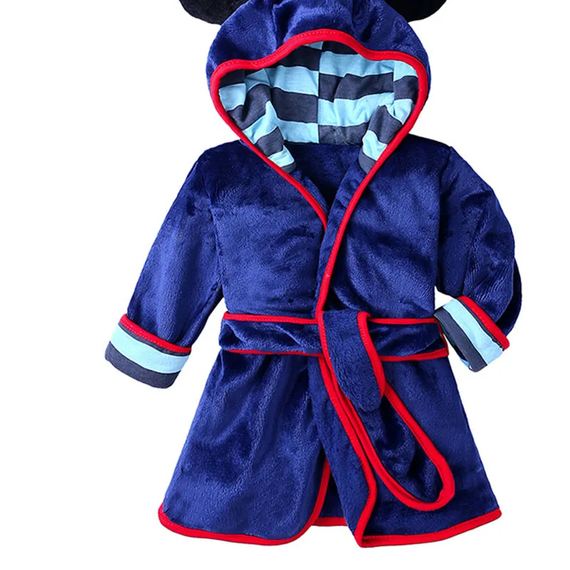 Baby Boys Robe For Girls Children's Bathrobe Cartoon Printing Soft Velvet Robe Pajamas Coral Baby Kids Warm Clothes 1-6Years Old