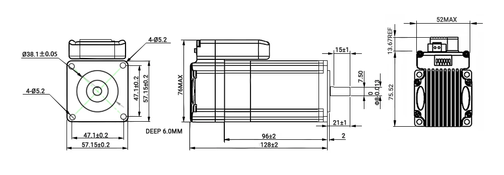STEPPERONLINE 130W 0.45Nm Nema 23 Integrated Servo Motor with Driver 3000RPM 20-50VDC Brushless DC Servo Motor - Short Shaft