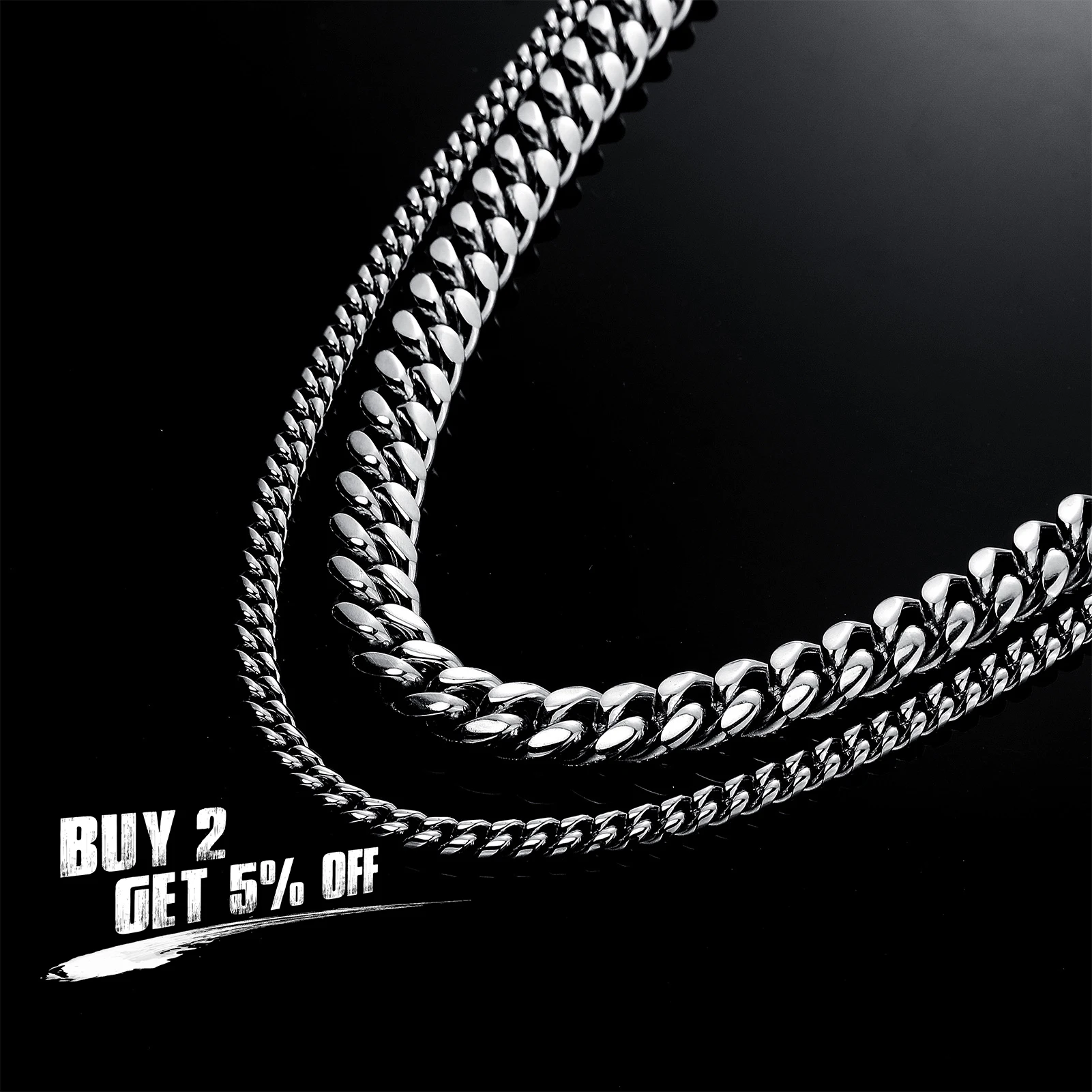 JINAO 2021 New 6 mm 10 mm 12 mm 14 mm High Quality Stainless Steel Cuban Bracelets and Necklaces Gift For Men