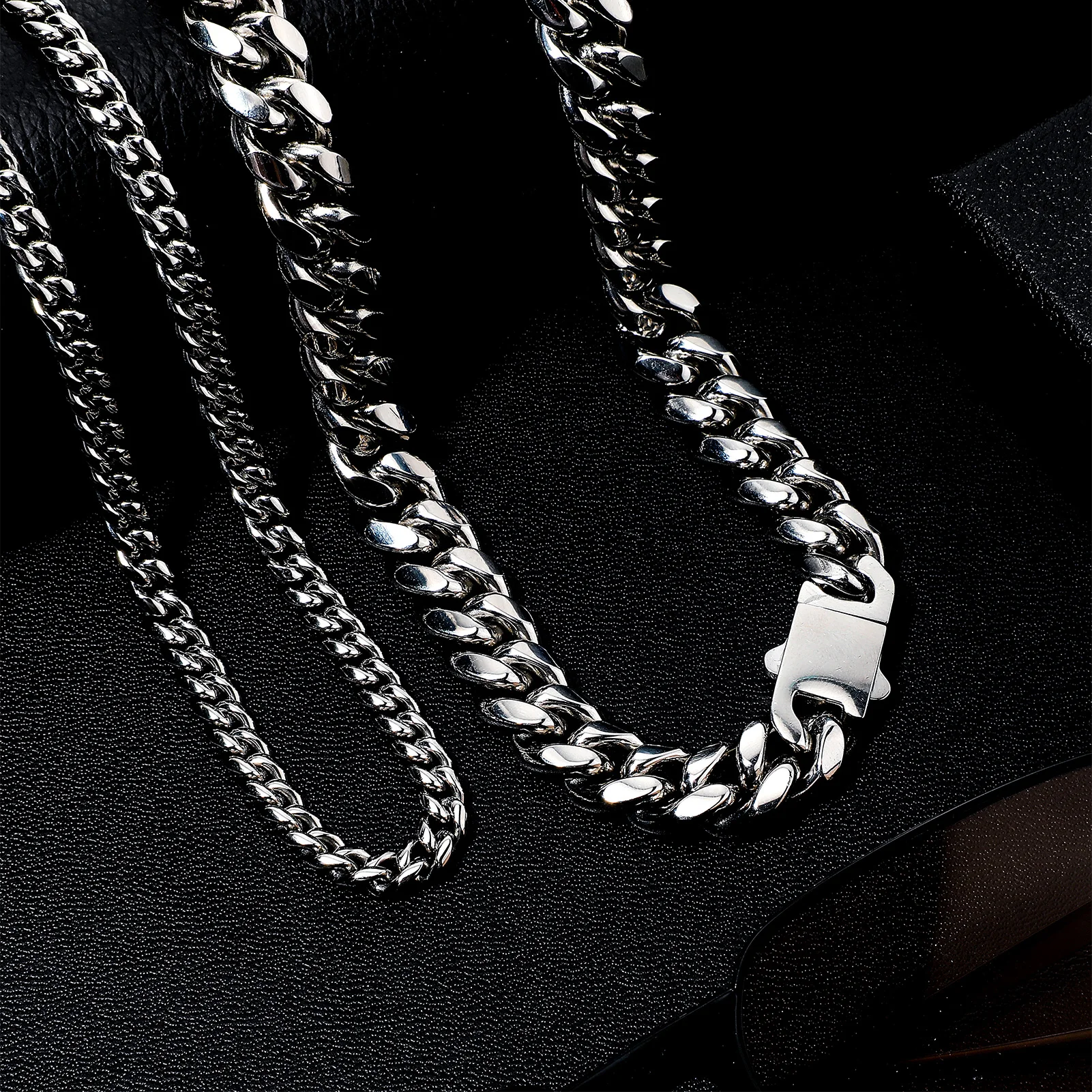 JINAO 2021 New 6 mm 10 mm 12 mm 14 mm High Quality Stainless Steel Cuban Bracelets and Necklaces Gift For Men