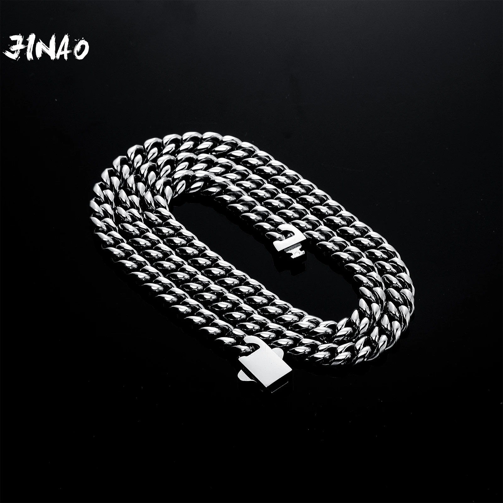JINAO 2021 New 6 mm 10 mm 12 mm 14 mm High Quality Stainless Steel Cuban Bracelets and Necklaces Gift For Men
