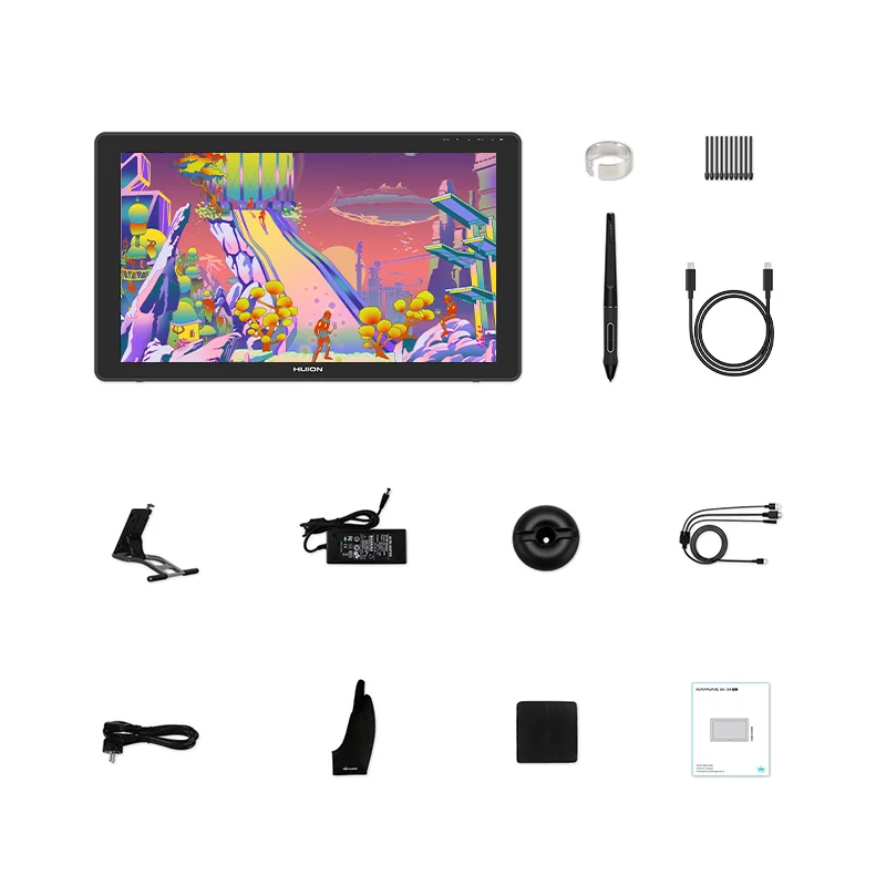 23.8 Inch HUION Kamvas 24 Plus Graphics Tablet Monitor with Screen IPS QLED Full Laminated 140% sRGB Drawing Display Digital Pen