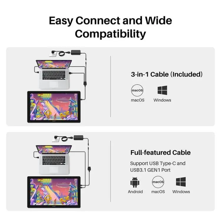 23.8 Inch HUION Kamvas 24 Plus Graphics Tablet Monitor with Screen IPS QLED Full Laminated 140% sRGB Drawing Display Digital Pen