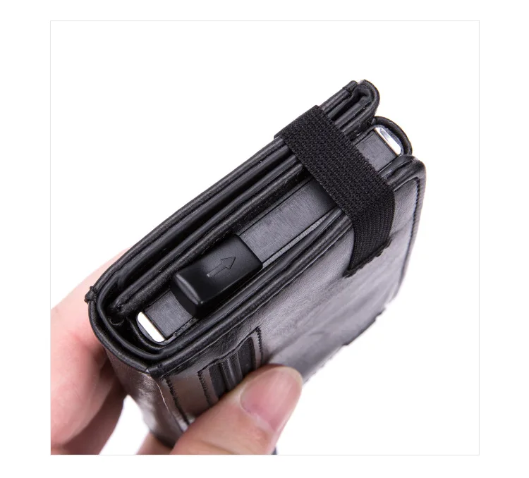 Zciti PU Leather Wallet Multifunctional Men Clutch Carbon Fiber Card Holder RFID Blocking Case Metal Box Female Bag Card Holder