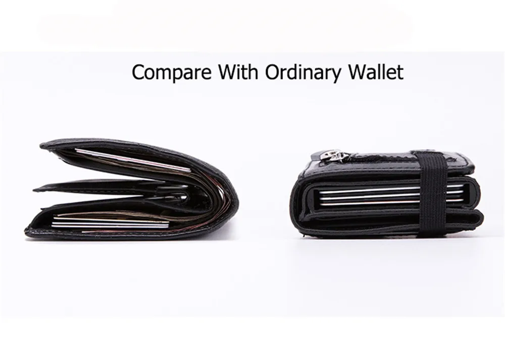 Zciti PU Leather Wallet Multifunctional Men Clutch Carbon Fiber Card Holder RFID Blocking Case Metal Box Female Bag Card Holder