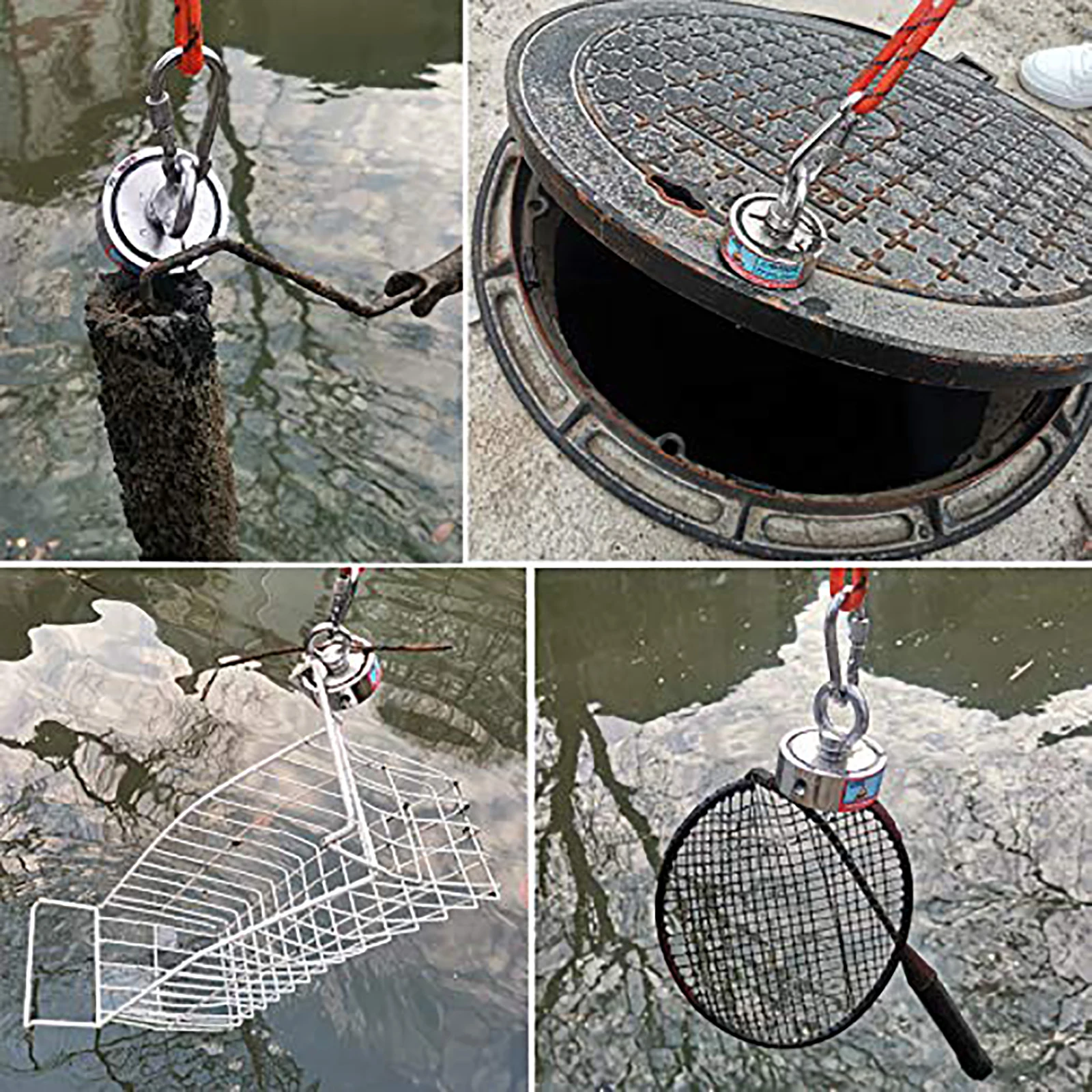 Double Sided 150KG to 500KG Round Neodymium Magnet Hook Salvage Magnet Sea Fishing Equipment Holder