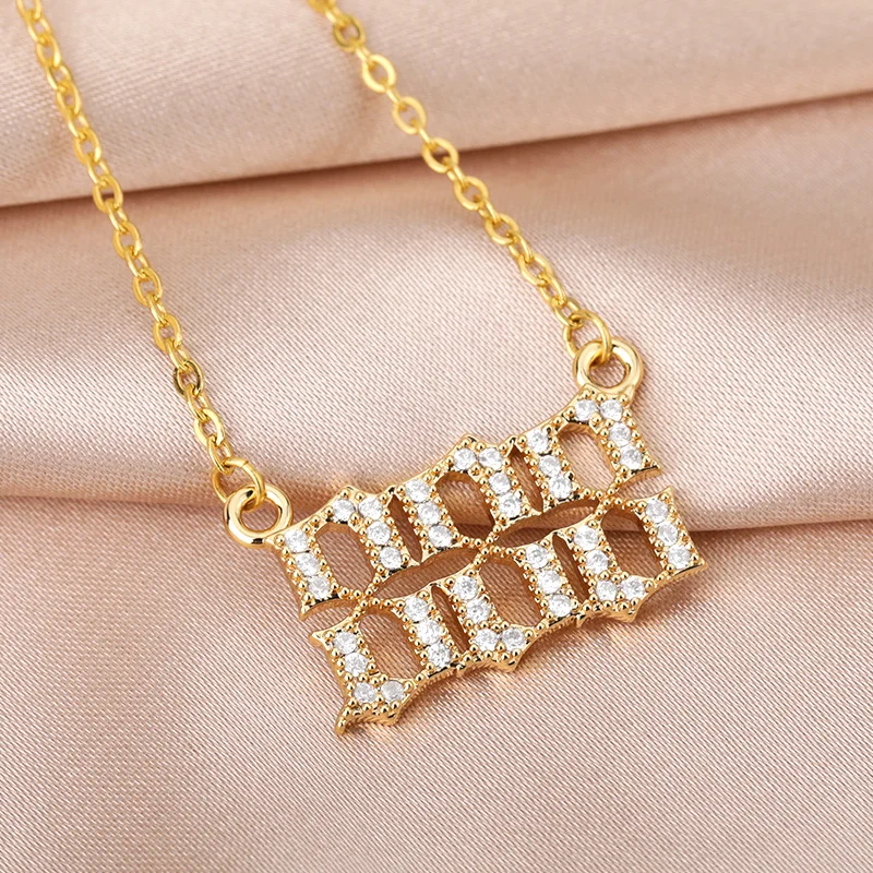 Angel Number Necklaces For Women Men 111 222 333 Stainless Steel Chain Zircon Pendant Necklaces Birthday Jewelry Gift