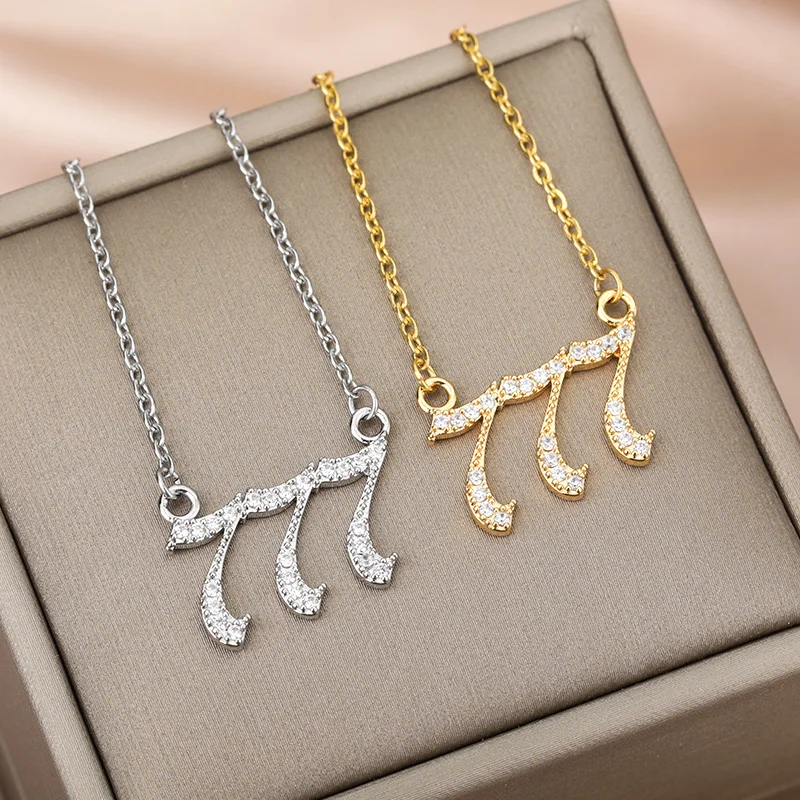 Angel Number Necklaces For Women Men 111 222 333 Stainless Steel Chain Zircon Pendant Necklaces Birthday Jewelry Gift