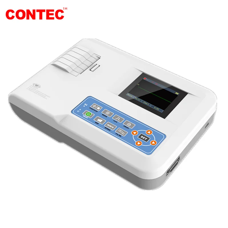 CONTEC ECG100G Single Channel Elektrokardiograph EKG Machine Monitor Cable Portable + Printer