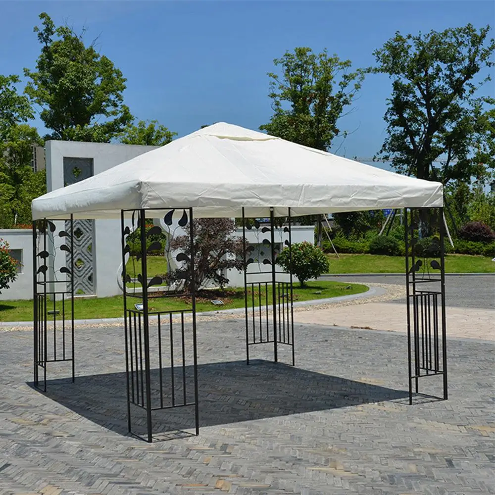 3*3m Double Layer Outdoor Tent Top Cover Patio Gazebo Top Cover Replacement Cover For Outdoor Yard Camping Hiking