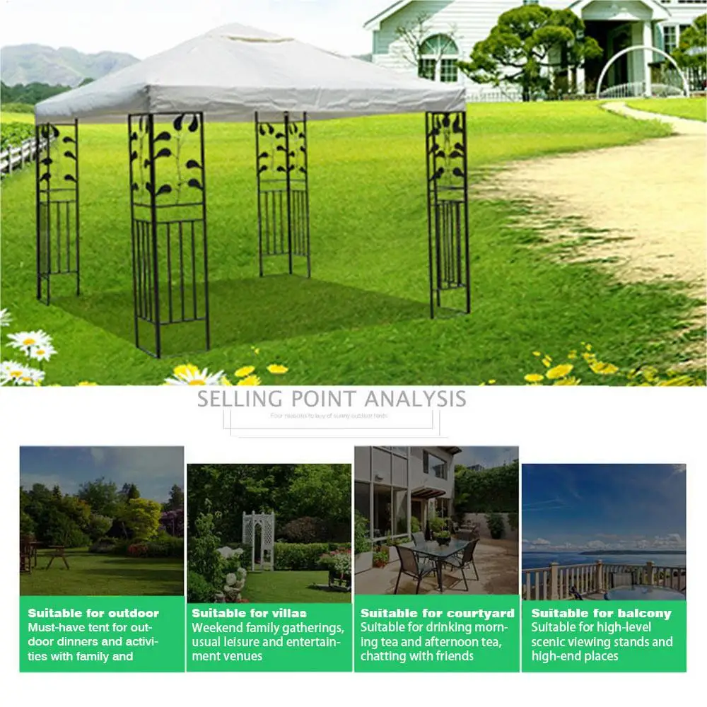 3*3m Double Layer Outdoor Tent Top Cover Patio Gazebo Top Cover Replacement Cover For Outdoor Yard Camping Hiking