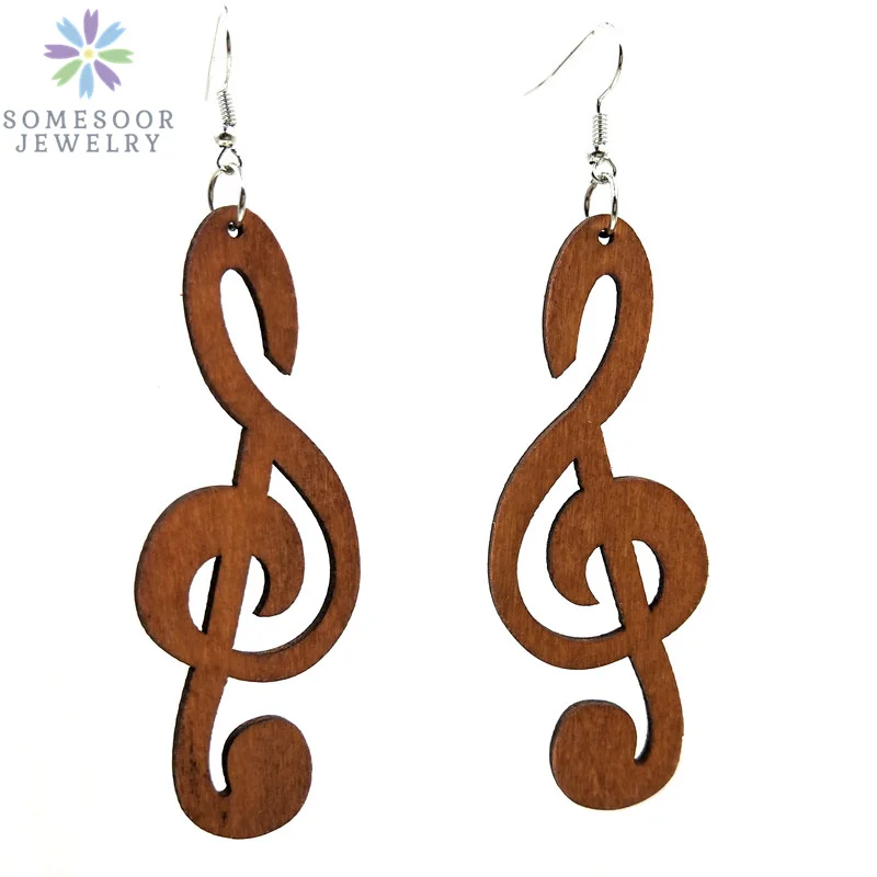 SOMESOOR Fashion Laser Cutting Wooden Drop Earrings African Map Traditional Ethnic Design Pendant Dangle Jewelry For Women Gift