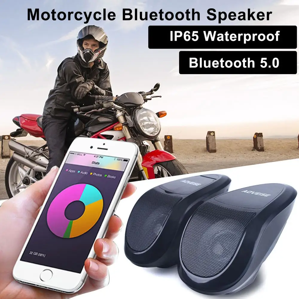 12V Portable B luetooth Speaker For Motorcycle Wireless Bicycle Speaker With Loud Sound B luetooth 5.0 Waterproof Outdoor Speake