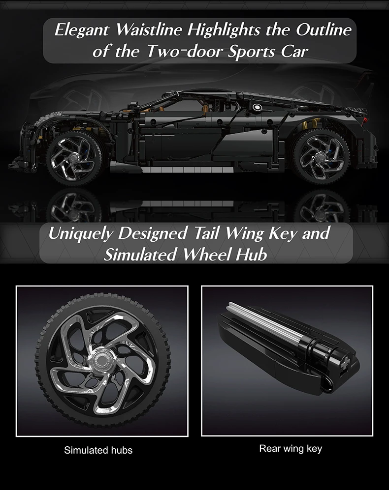 Mould King 13163 Technical Car Building Block Remote Control La Voiture Noire Sport Racing Car Model Toys Kids Christmas Gift