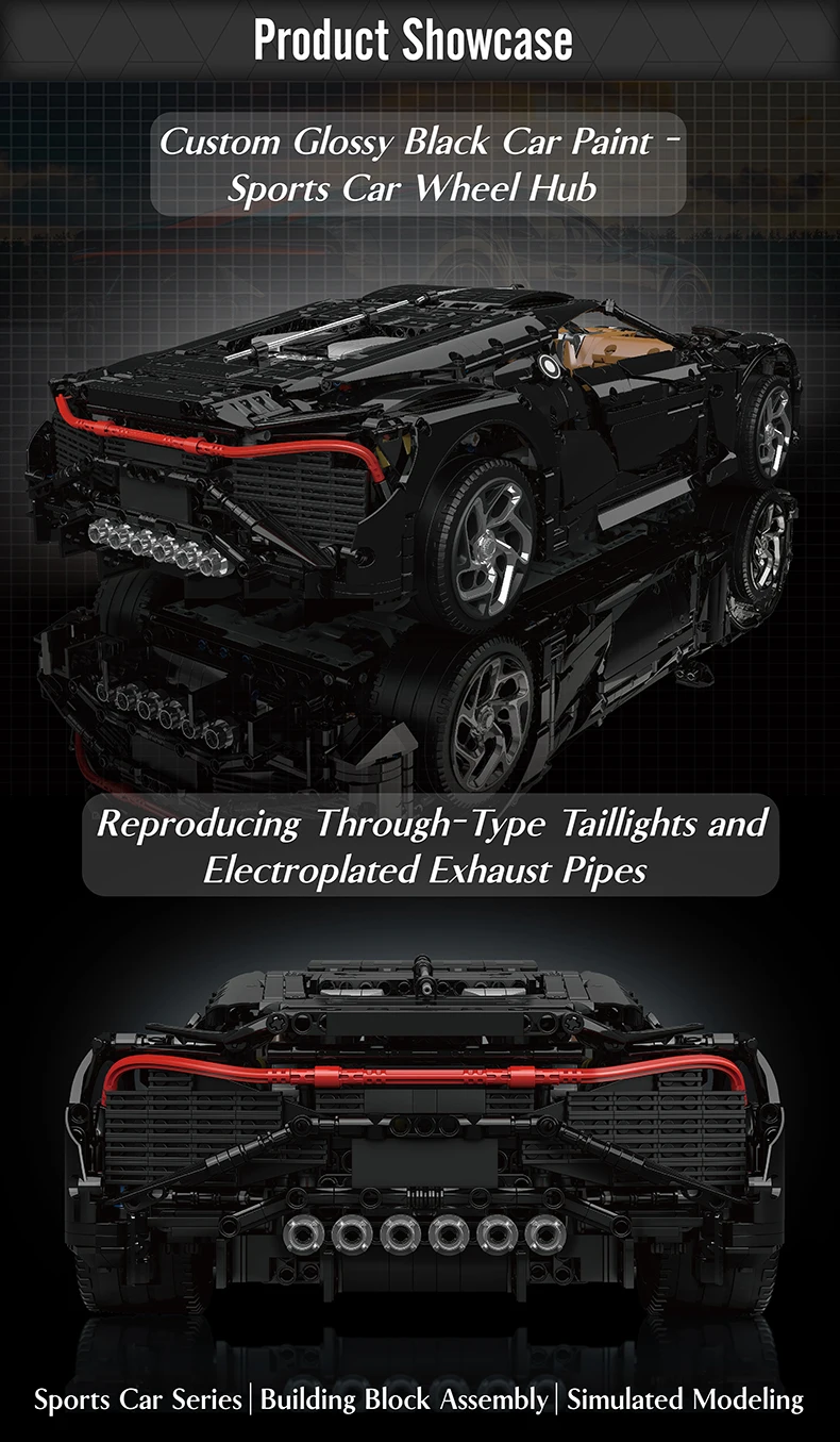 Mould King 13163 Technical Car Building Block Remote Control La Voiture Noire Sport Racing Car Model Toys Kids Christmas Gift