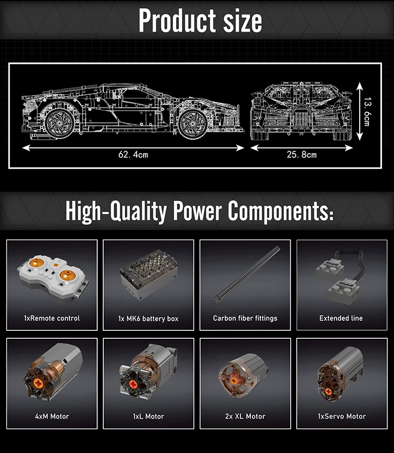 Mould King 13163 Technical Car Building Block Remote Control La Voiture Noire Sport Racing Car Model Toys Kids Christmas Gift