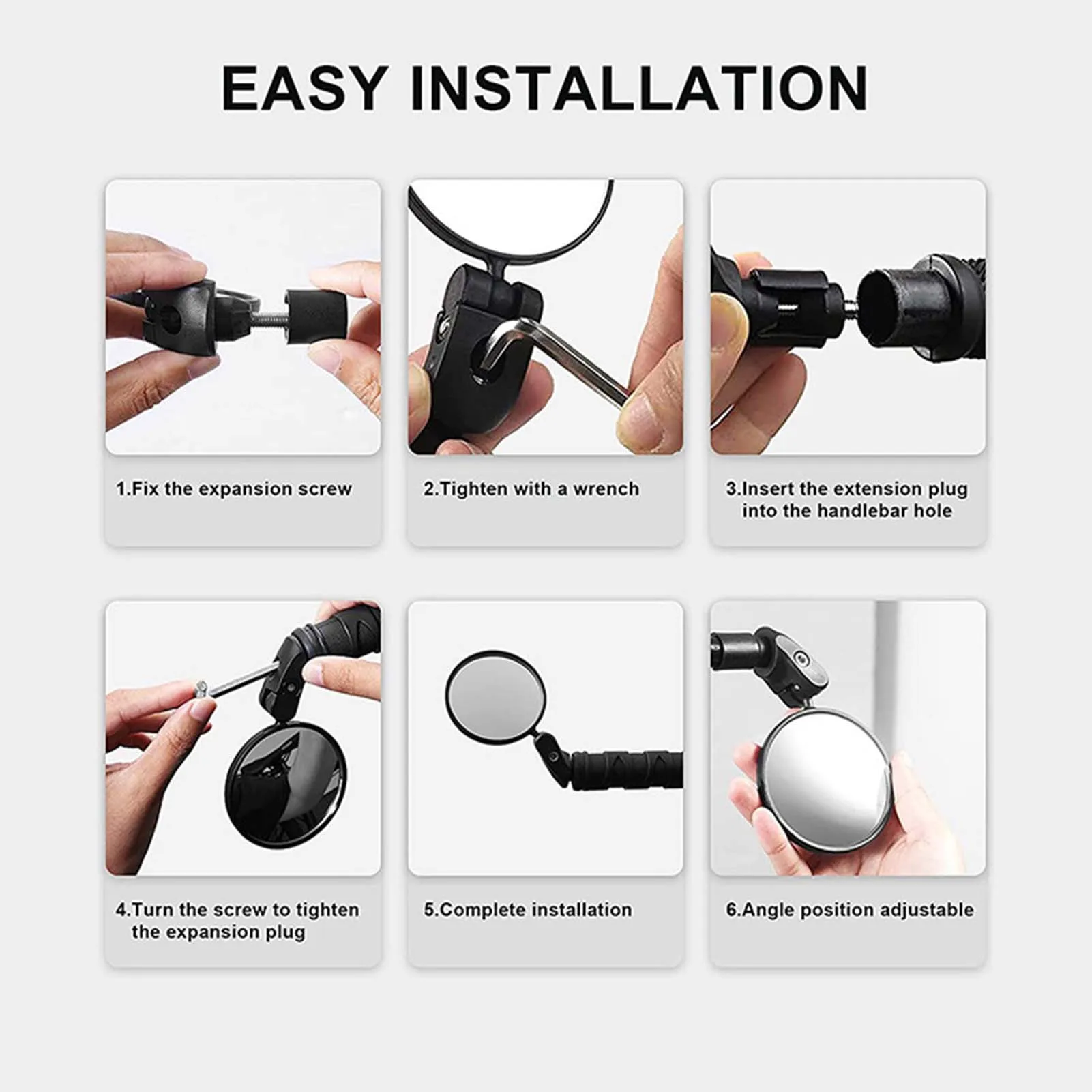 Bike Rearview Mirror 360 Degree Adjustable Bicycle Handlebar Mirror Cycling Rear View Mirrors With Hexagon Wrench Bike Accessory