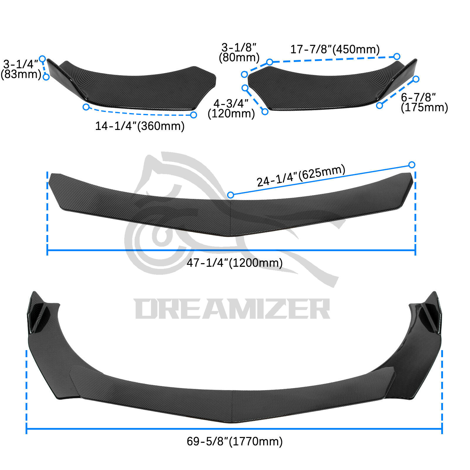 for Toyota Corolla Hatchback Car Front Bumper Lip Body Kit Spoiler Canard Splitter Diffuser Protector Covers with Strut Rod