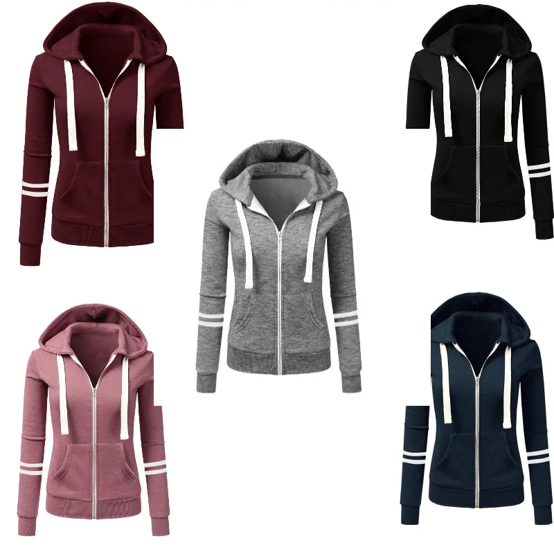 Women Winter Polyester Hoody Jackets Top Quality Windproof Jackets Outdoor Thick Fabric Jogging Jacket