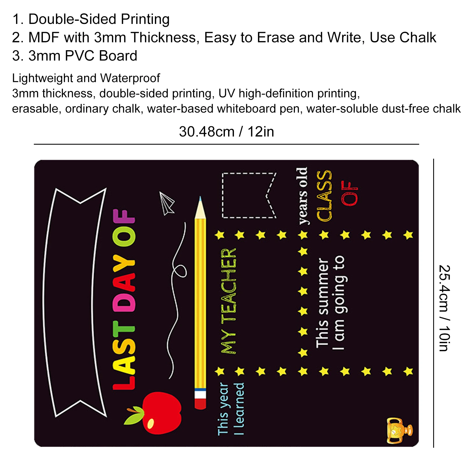 First Day Of School Board 10 X 12 Double-Sided First And Last Day Of School Board Reusable Back To School Sign Photo Prop Back