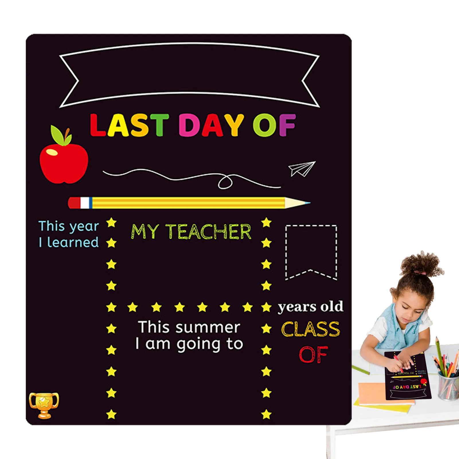 First Day Of School Board 10 X 12 Double-Sided First And Last Day Of School Board Reusable Back To School Sign Photo Prop Back