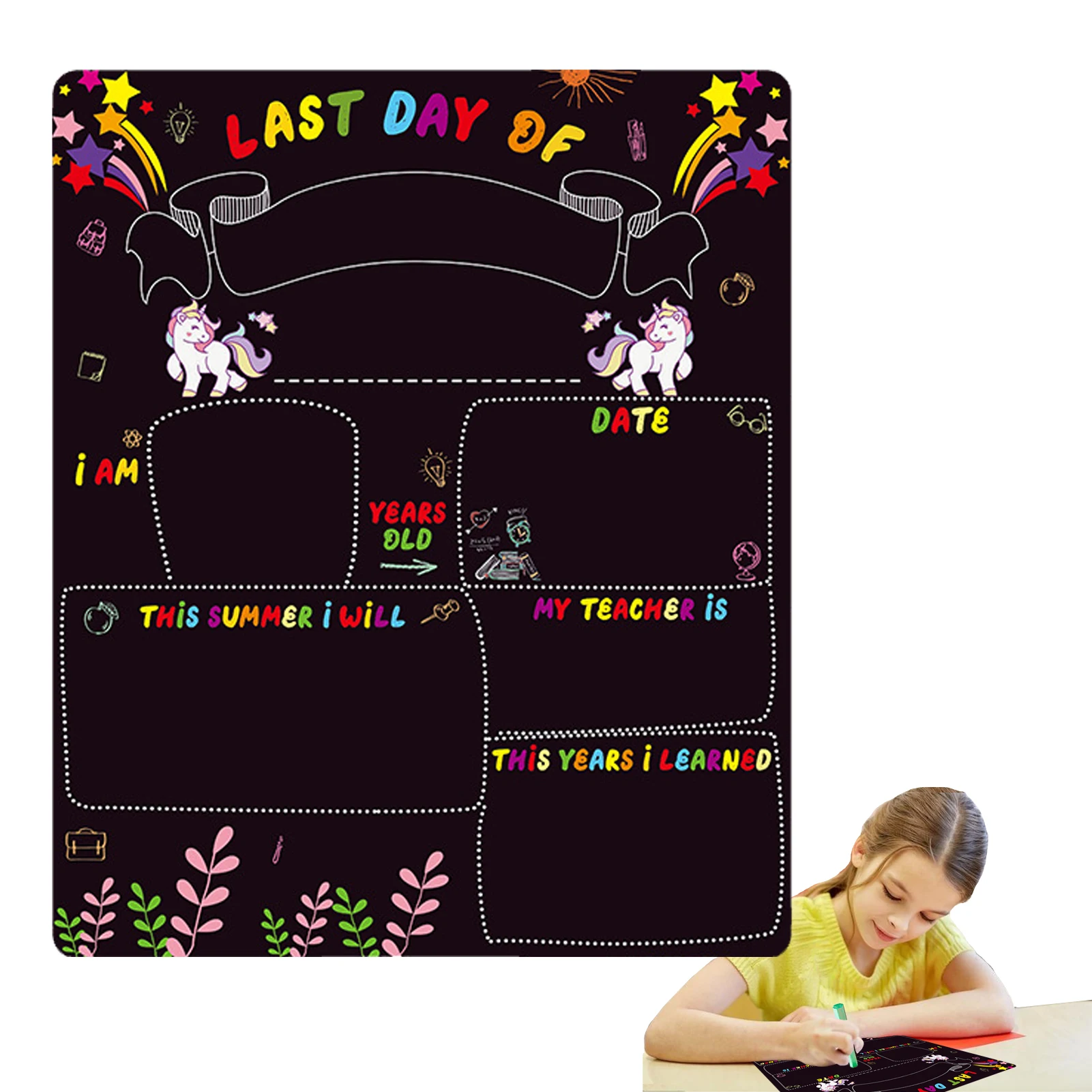 First Day Of School Board 10 X 12 Double-Sided First And Last Day Of School Board Reusable Back To School Sign Photo Prop Back