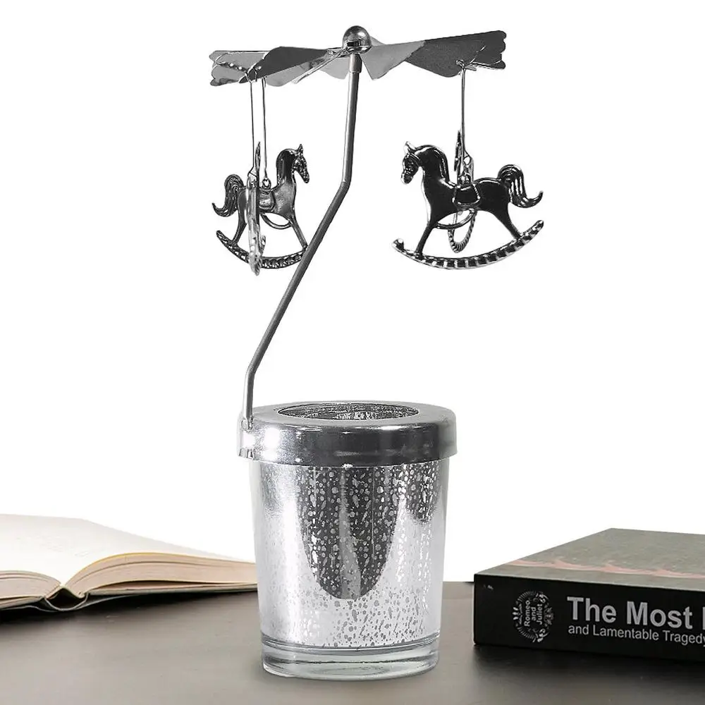 Carousel Aromatherapy Candle Revolving Scenic Lantern Candlestick Tray Girl Dream Dreamcatcher Fragrance Candlestick Decor