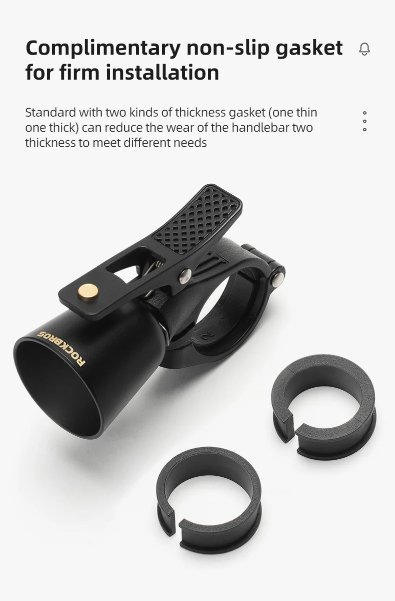 ROCKBROS Bicycle Bell Lightweight Copper Alloy Horn Safety Warning Ring Bell 100db Crisp Sound Ring MTB Road Bike Accessories