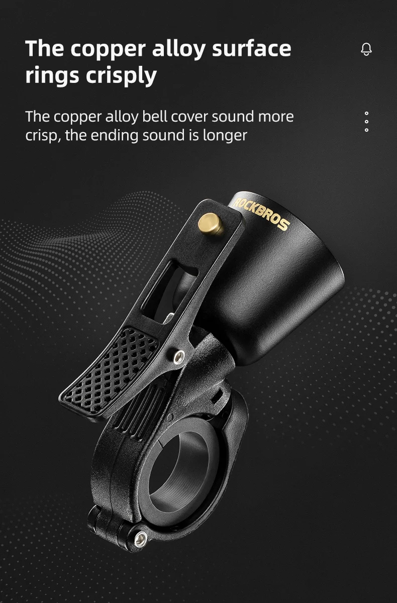 ROCKBROS Bicycle Bell Lightweight Copper Alloy Horn Safety Warning Ring Bell 100db Crisp Sound Ring MTB Road Bike Accessories