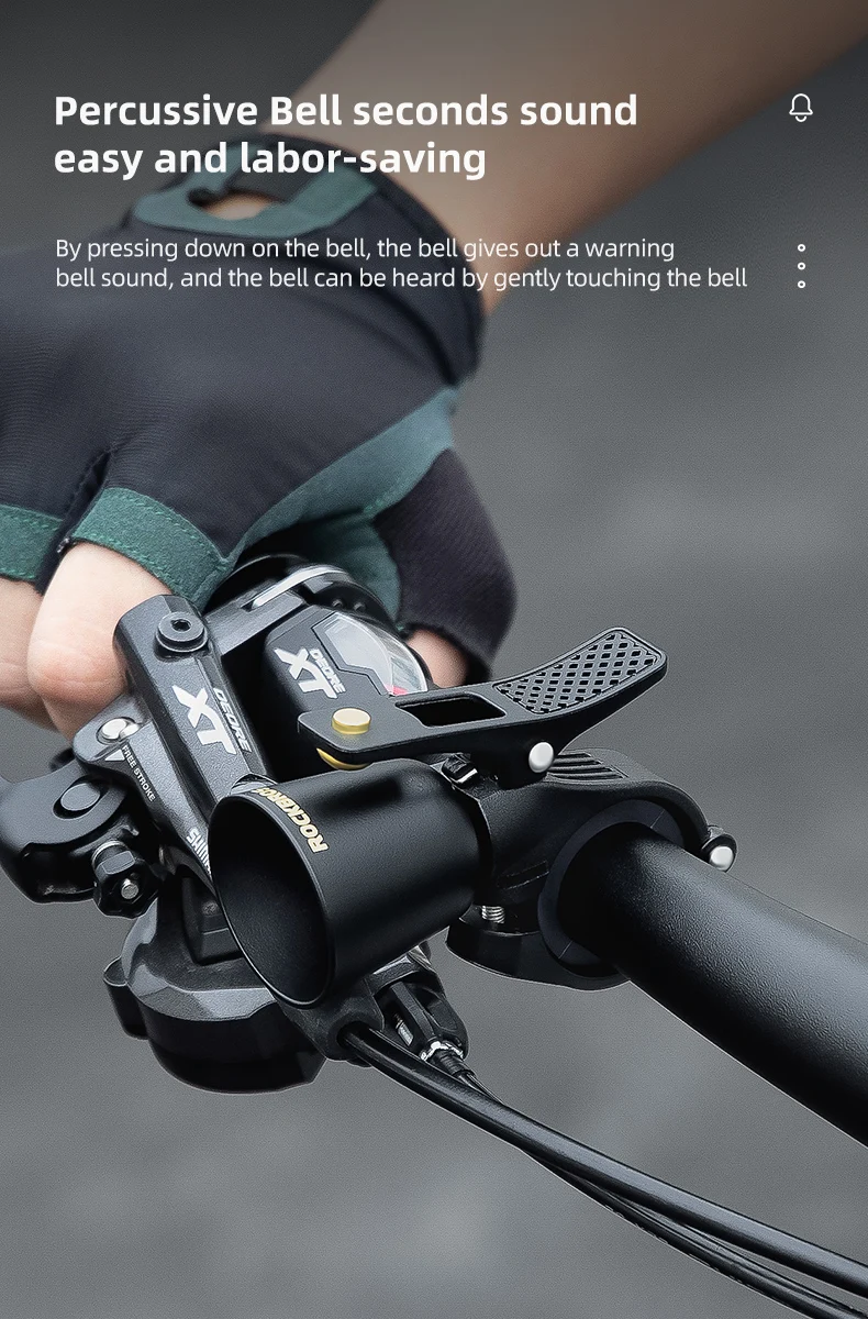 ROCKBROS Bicycle Bell Lightweight Copper Alloy Horn Safety Warning Ring Bell 100db Crisp Sound Ring MTB Road Bike Accessories